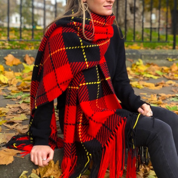 POLO RALPH LAUREN Large Tartan Plaid Check Blanket Wrap Scarf - Picture 7 of 7